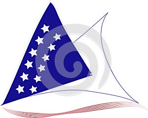 A yacht illustration with usa flag colored sail