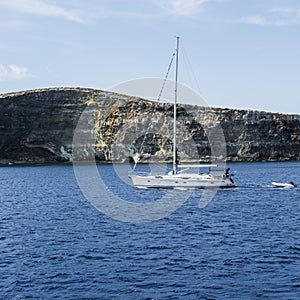 Yacht at the island Comino