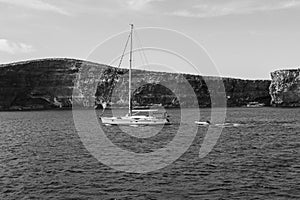 Yacht at the island Comino