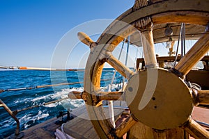 Yacht journey, steering wheel