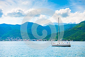 Yacht in the Kotor bay, Montenegro
