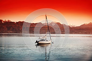 Yacht on lake geneva