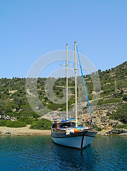 Yacht moored in Aegean sea