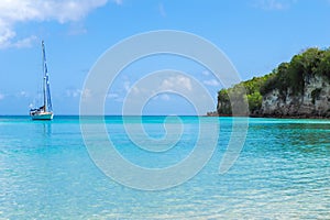 Yacht moored at Anse Canot, Marie Galante