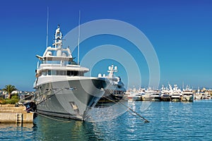Yacht moored in a marina