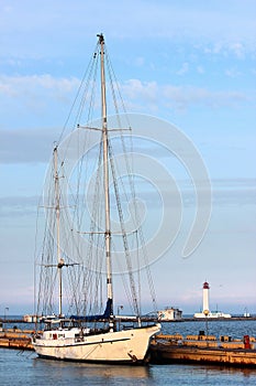 Yacht moored to a pier at sea marina