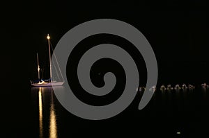 Yacht in night