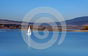 Yacht at Orava reservoir, Slovakia