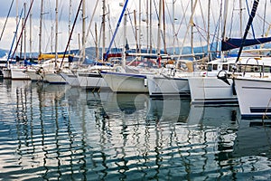 Yacht in the port of Agios Nikolaos, Crete, Greece