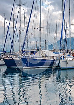 Yacht in the port of Agios Nikolaos, Crete, Greece