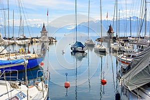 Yacht port in Morges town, Lake Geneva, Switzerland