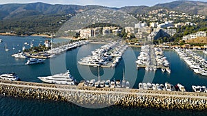 Yacht port in puerto portals majorca aerial view