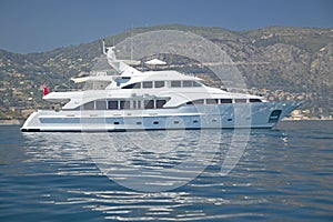 Yacht in port at Saint Jean Cap Ferrat, French Riviera, France