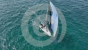 Yacht Racing in the Summer Aerial View