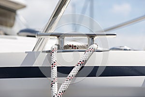 Yacht rope cleat detail image