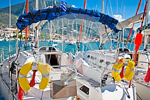 Yacht , Sailboat in Nydri in Greece. photo