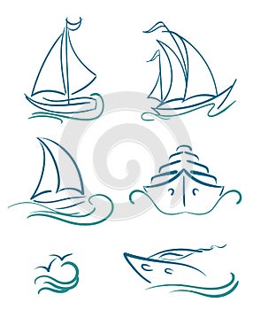 Yacht and sailboats symbols