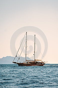 Yacht sailing in Aegean sea landscape travel yachting cruise