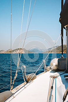 Yacht sailing in Aegean sea yachting travel summer vacations