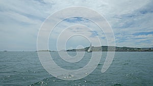 Yacht Sailing From Dalkey on a Sunny Day, Dublin, Ireland