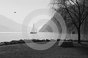 Yacht sailing on lake Garda