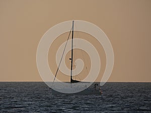 A yacht sailing in the Mediterranian sea
