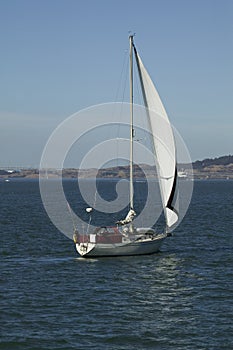 Yacht sailing on ocean