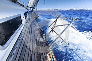 Yacht in sailing regatta. Luxury yachts.