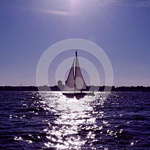 Yacht sailing at sea