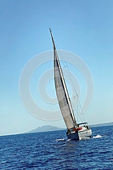 Yacht sailing at sea