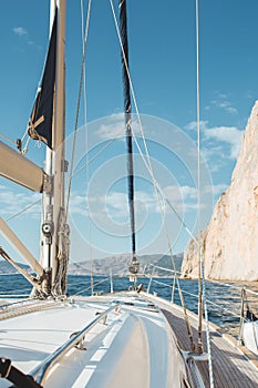 Yacht sailing in the tropical sea