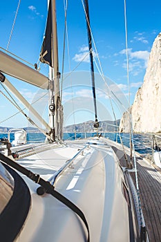 Yacht sailing in the tropical sea