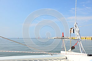 Yacht Sea baltic lighthouse in Gdansk, Poland