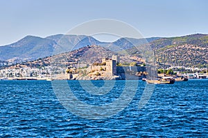 Yacht on the sea, beautiful bay in Turkey, Bodrum. Aegean coast