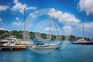 Yacht in the sea with blue sky photo