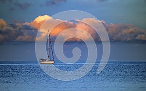 Yacht, sea and cloud