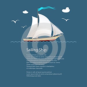 Yacht at Sea and Text