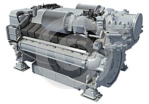 Yacht and Ship Engine 3D rendering