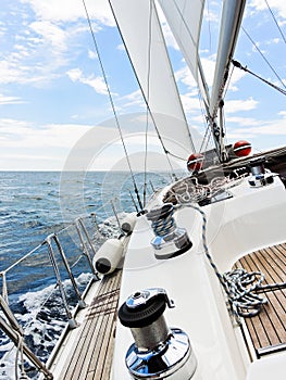 Yacht is tacking in Adriatic sea,