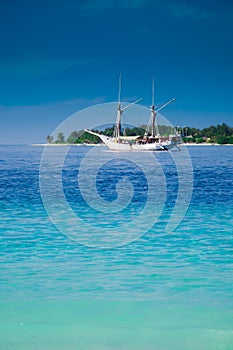 Yacht and tropic island