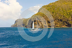 A yacht under sail in the bequia channel