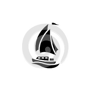 Yacht vector icon. sail yacht sign. sailboat symbol. Boat ship simple logo black