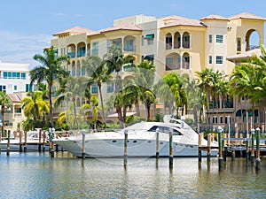 Yacht and waterfront home at Fort Lauderdale in Florida