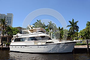 Yacht in waterway photo