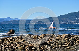 Yacht went aground at the English bay in Vancouver