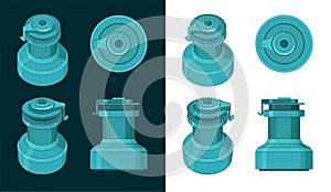 Yacht winch color drawing