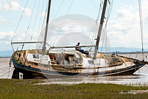Yacht wreck run aground