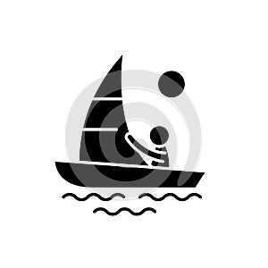 Yachting black icon, vector sign on isolated background. Yachting concept symbol, illustration