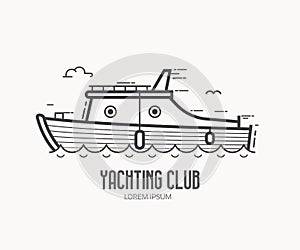 Yachting Club Logo in Thin Line Design