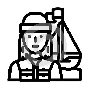 yachting female sport line icon vector illustration